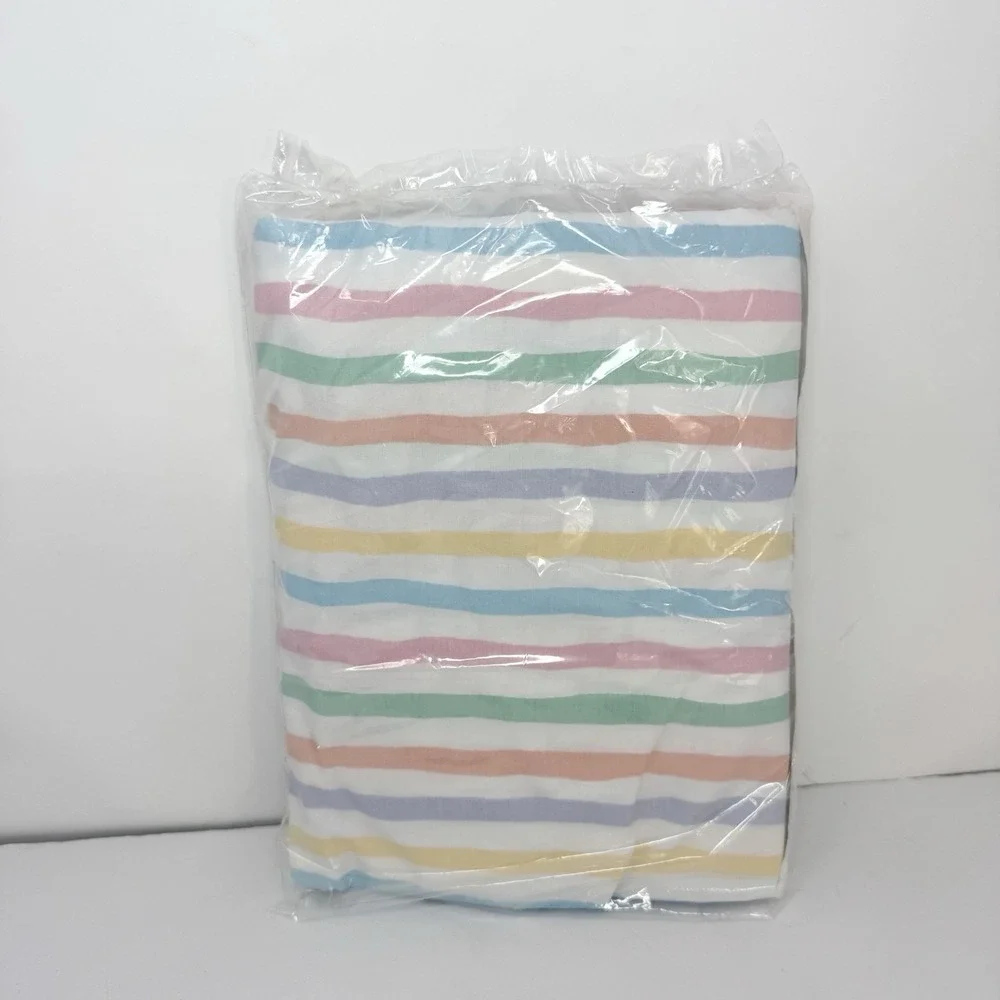 Vintage Lands End Coming Home Cotton Percale Fitted Crib Sheet Pastel Stripe